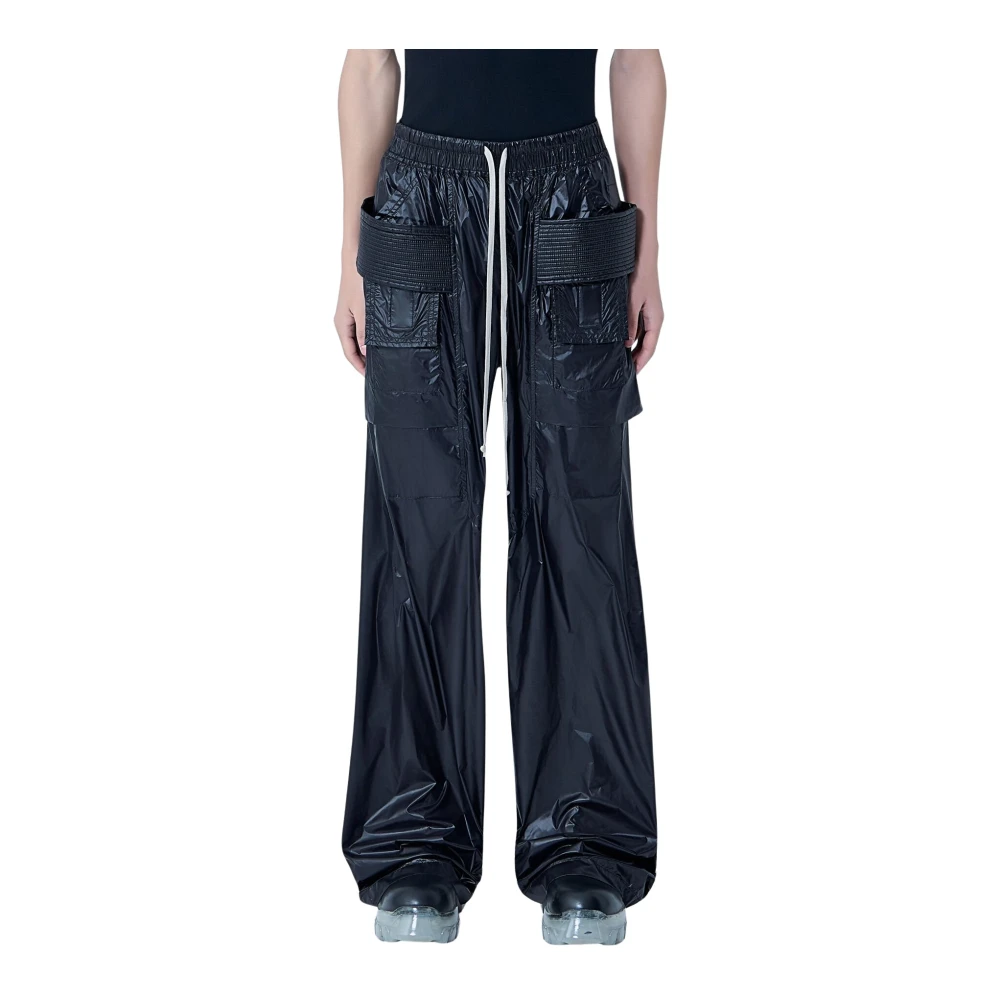 Rick Owens Men's Black Creatch Wide Cargo Drawstring Trousers