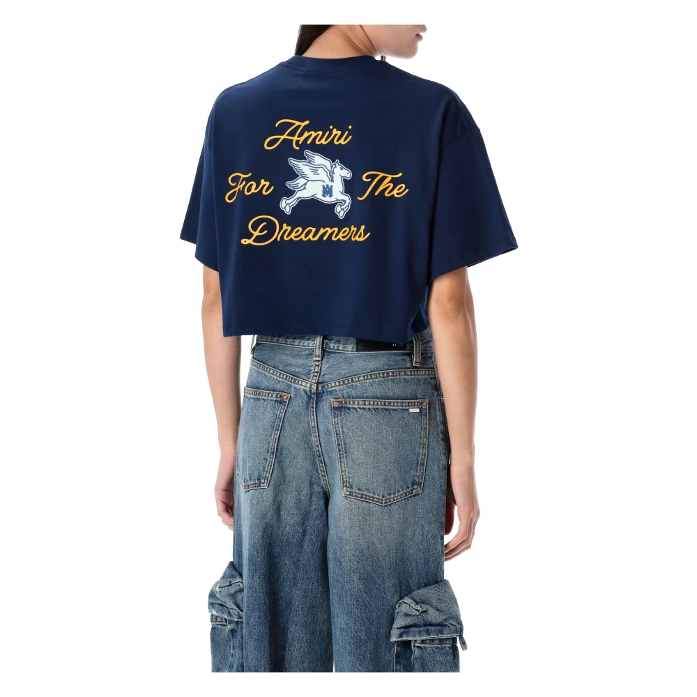 Amiri Dreamers Pegasus Cropped Tee Blue Dames