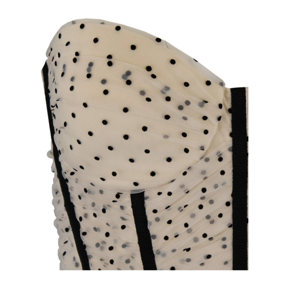 Elisabetta Franchi Mouwloze top met polka dots en rits Beige Dames