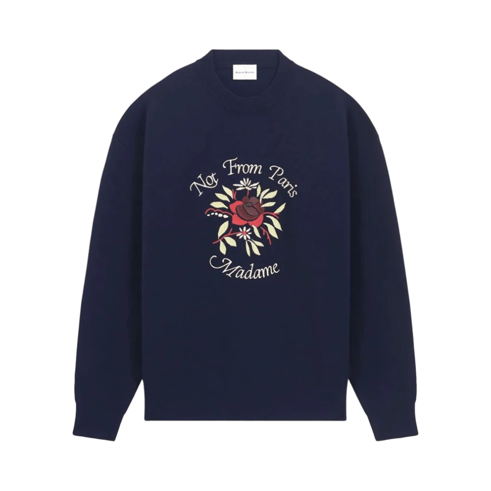 Drole de Monsieur Bloemen Slogan Geborduurde Mouwloze Top Blue Heren