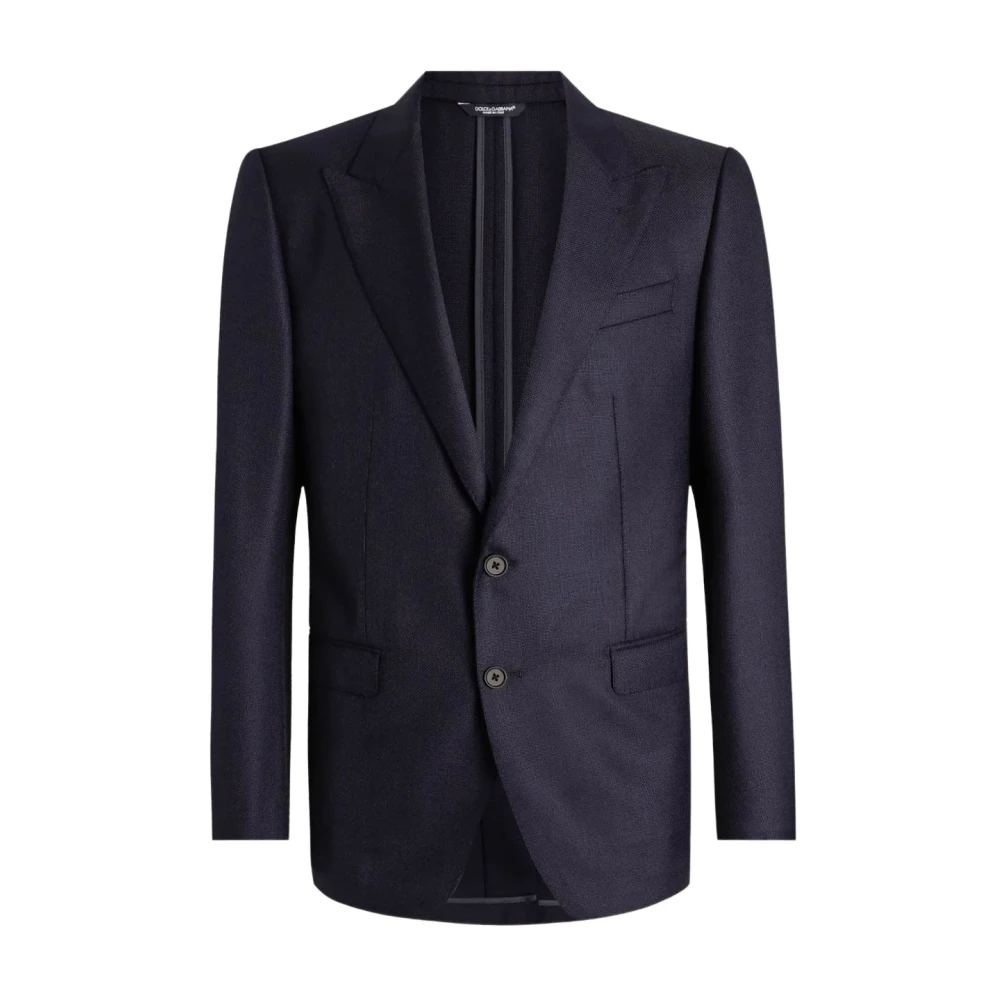 Dolce & Gabbana Men's Blue Single-Breasted Taormina Wool Jacket