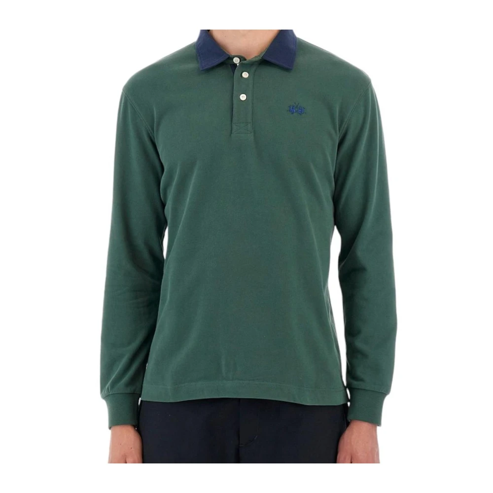 LA MARTINA Groen Polo Shirt met Blauw Logo Green Heren
