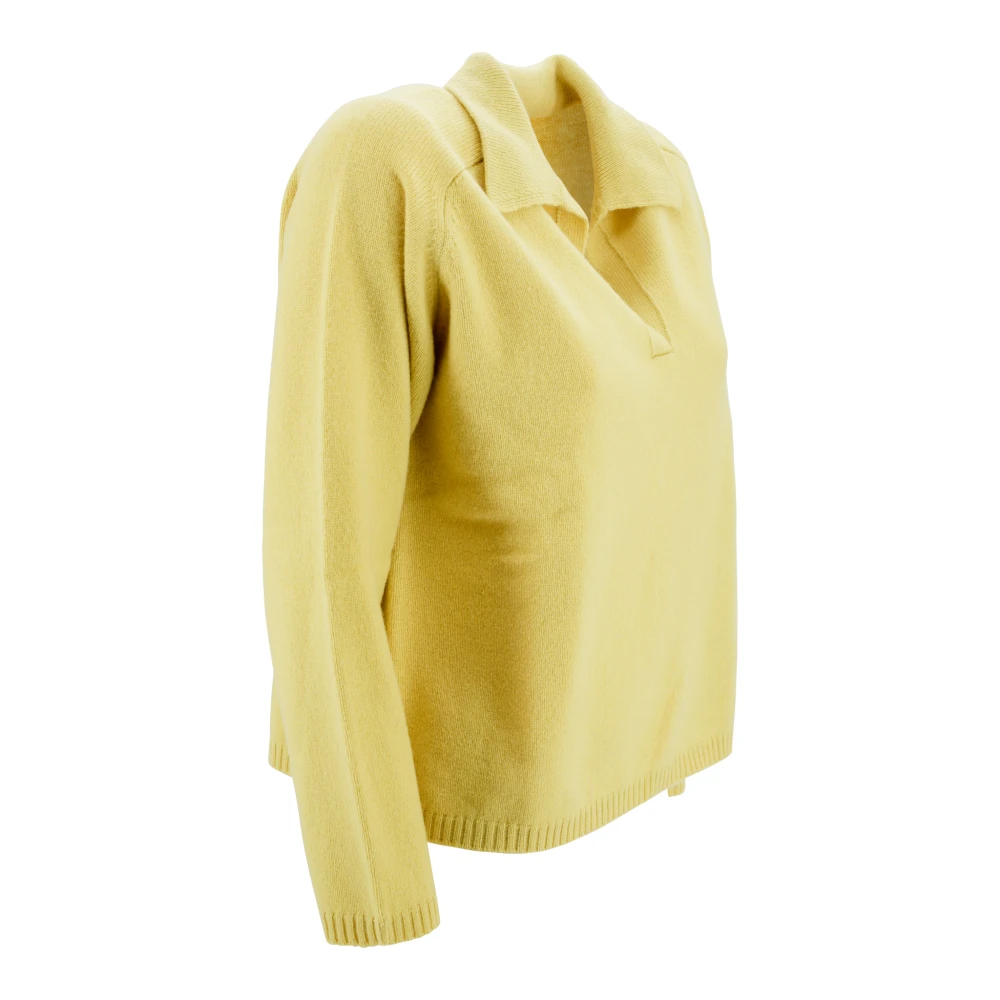 Kangra Merino Wol Polo Trui Geel Yellow Dames