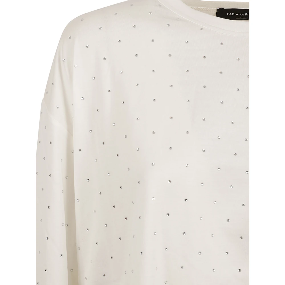 Fabiana Filippi Witte Trui met Strass Detail White Dames