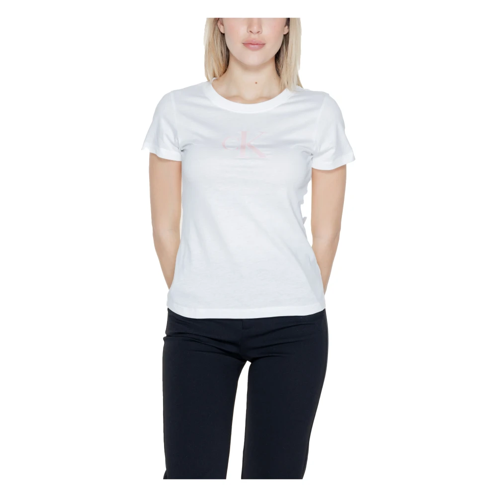 Calvin Klein Jeans Satin Dames T-Shirt Lente Zomer Collectie White Dames