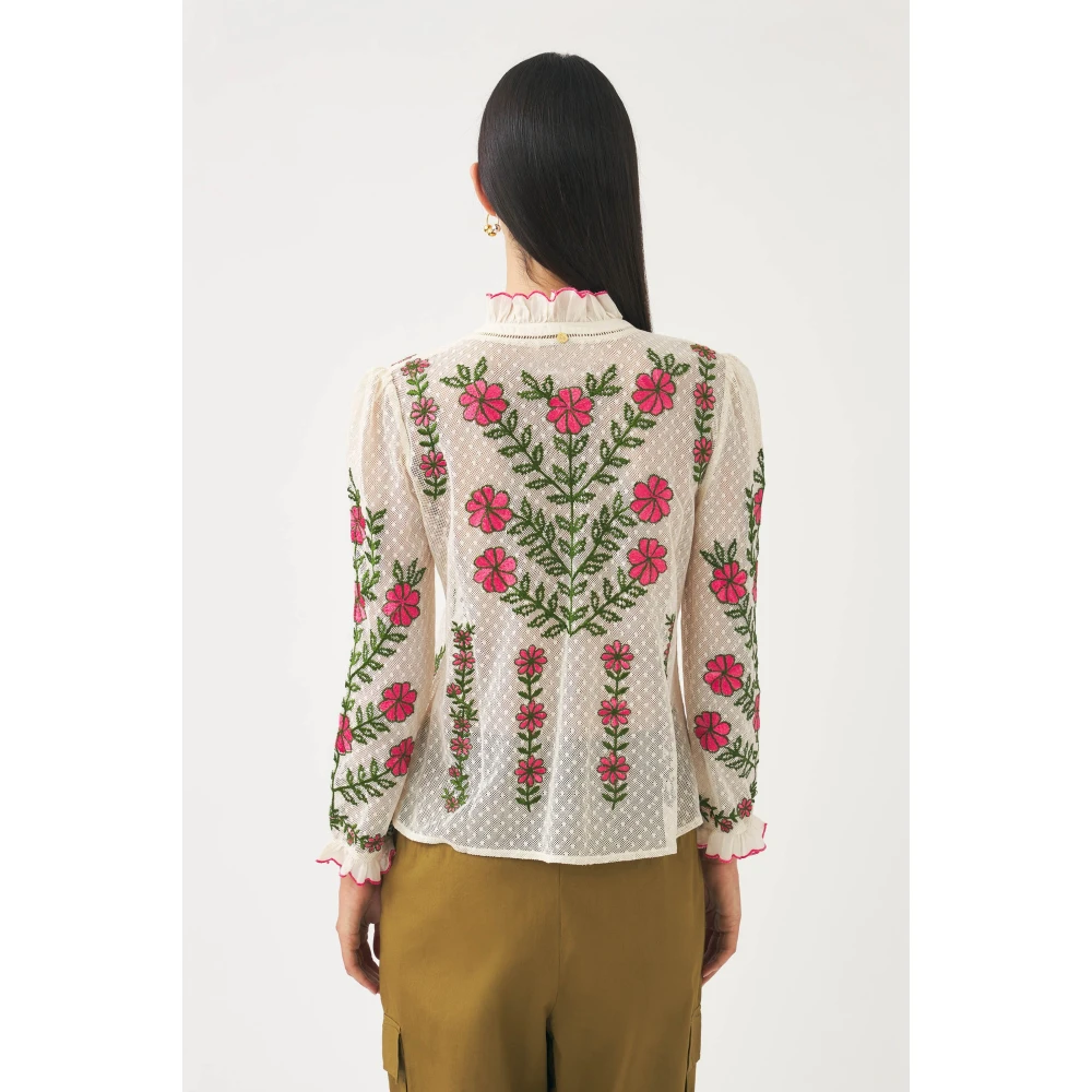 Antik batik Geborduurde kanten blouse Ario Multicolor Dames
