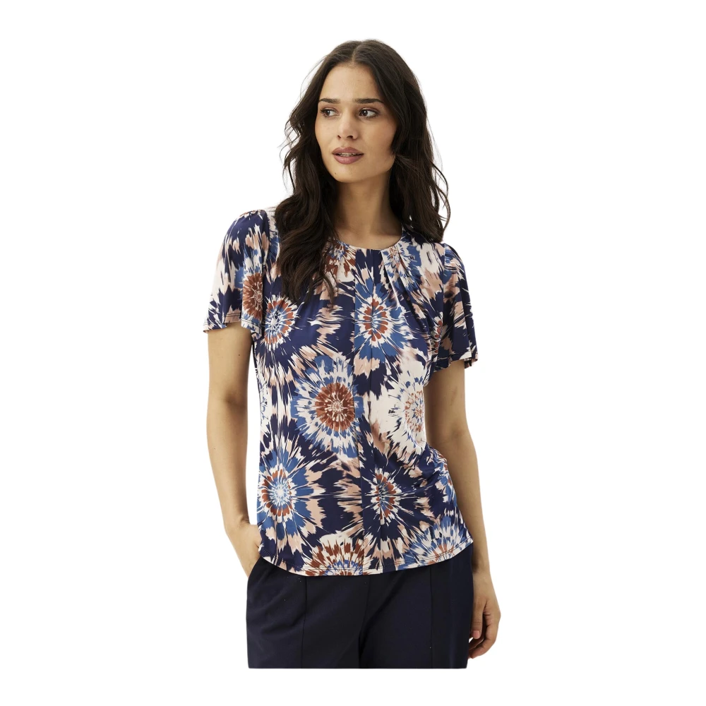 IN Front Blauwe Papillon Mouwen Blouse Multicolor Dames