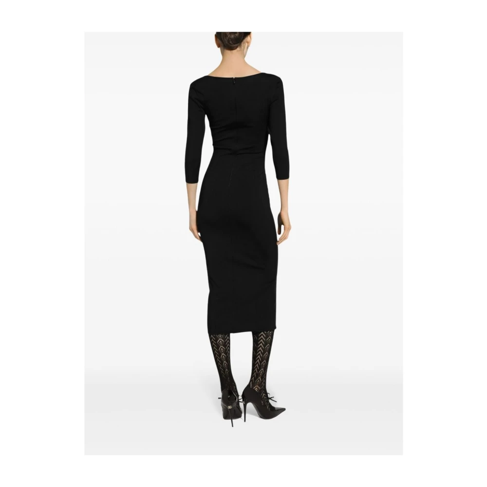 Dolce & Gabbana Zwarte Logo Plaque Jurk Black Dames