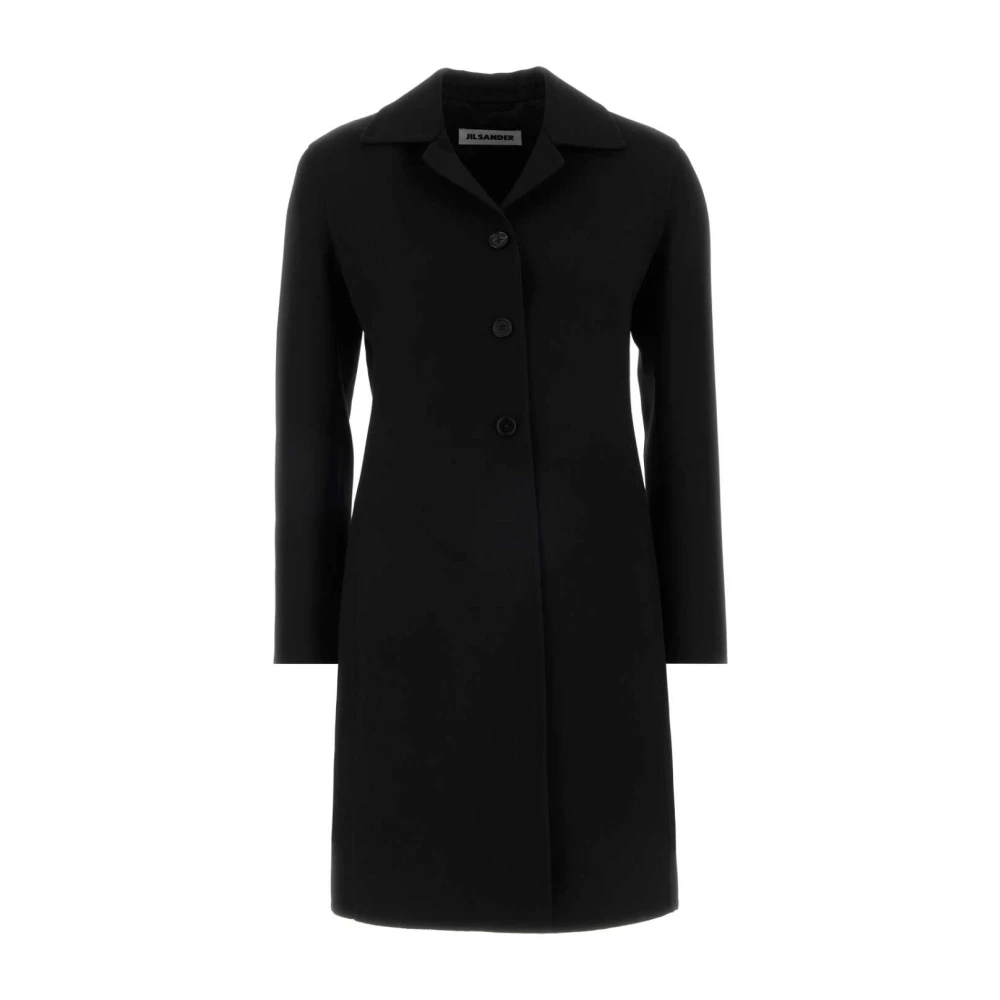 Jil Sander Women's Black 74 Coat - Single-Breasted Coats - L - Coats