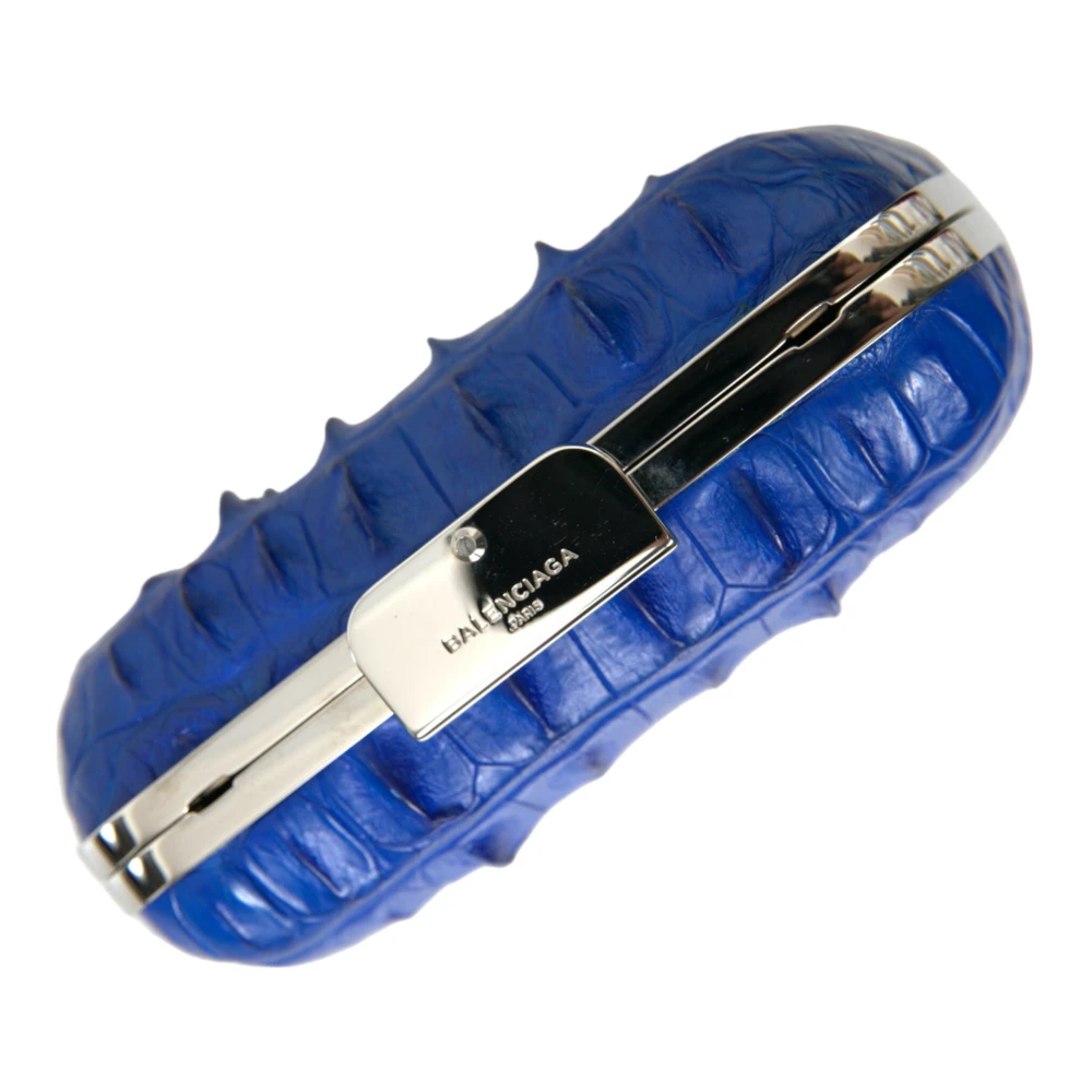 Balenciaga Elektrisch Blauwe Krokodillenleren Clutch Blue Dames
