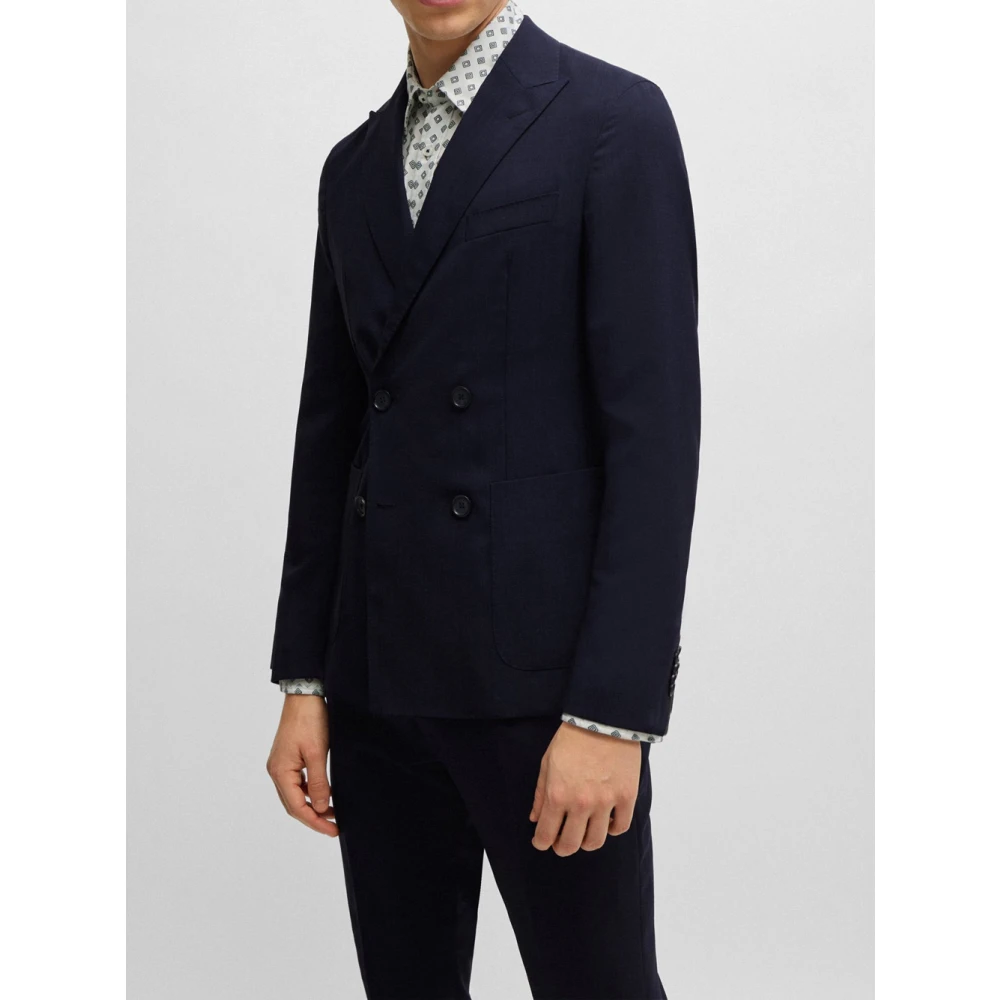 Hugo Boss Donkerblauw Wol Zakelijk Pak Blue Heren