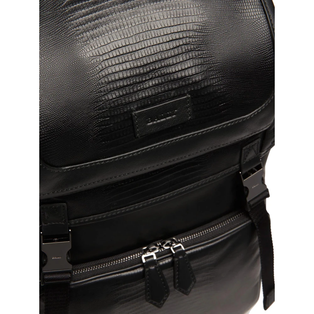 Bally Stijlvolle leren rugzak met zakken Black Heren