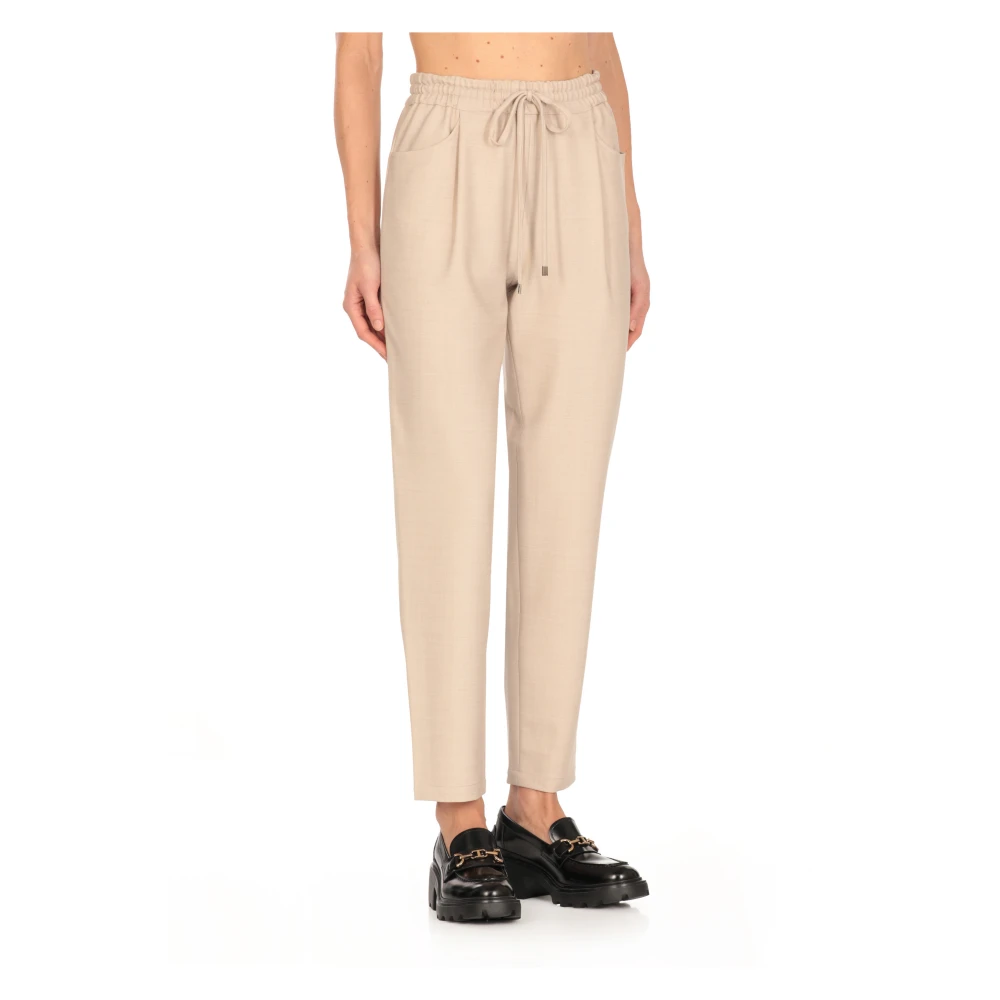 Antonelli Firenze Beige wolblend trekkoordbroek Beige Dames