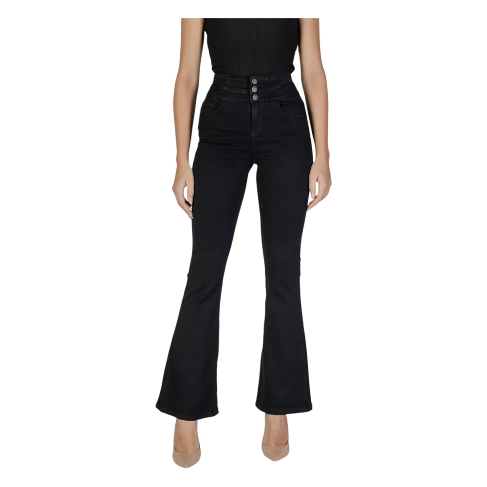 Only Zwarte knoopbroek met zakken Black Dames