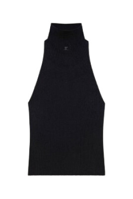 haut-noir-col-montant-sans-manches-logo