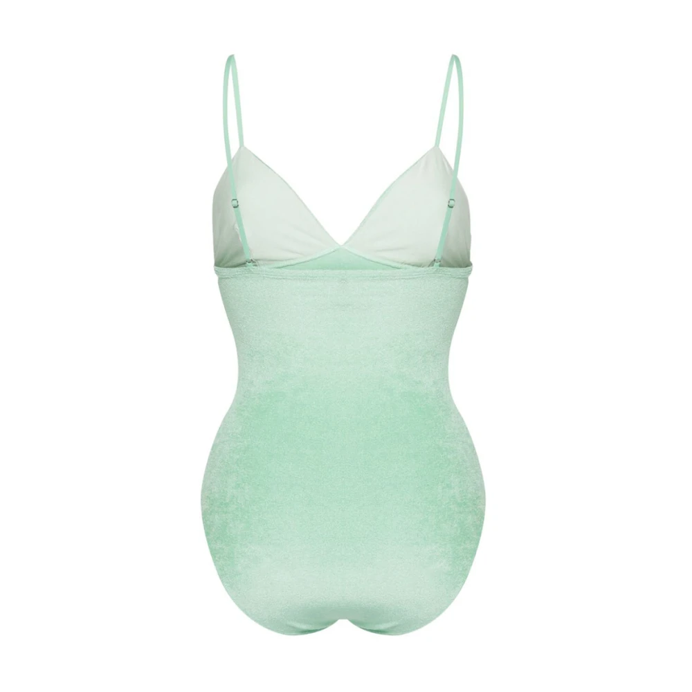 Baserange Groene Velours Blend Bodysuit met V-hals Green Dames