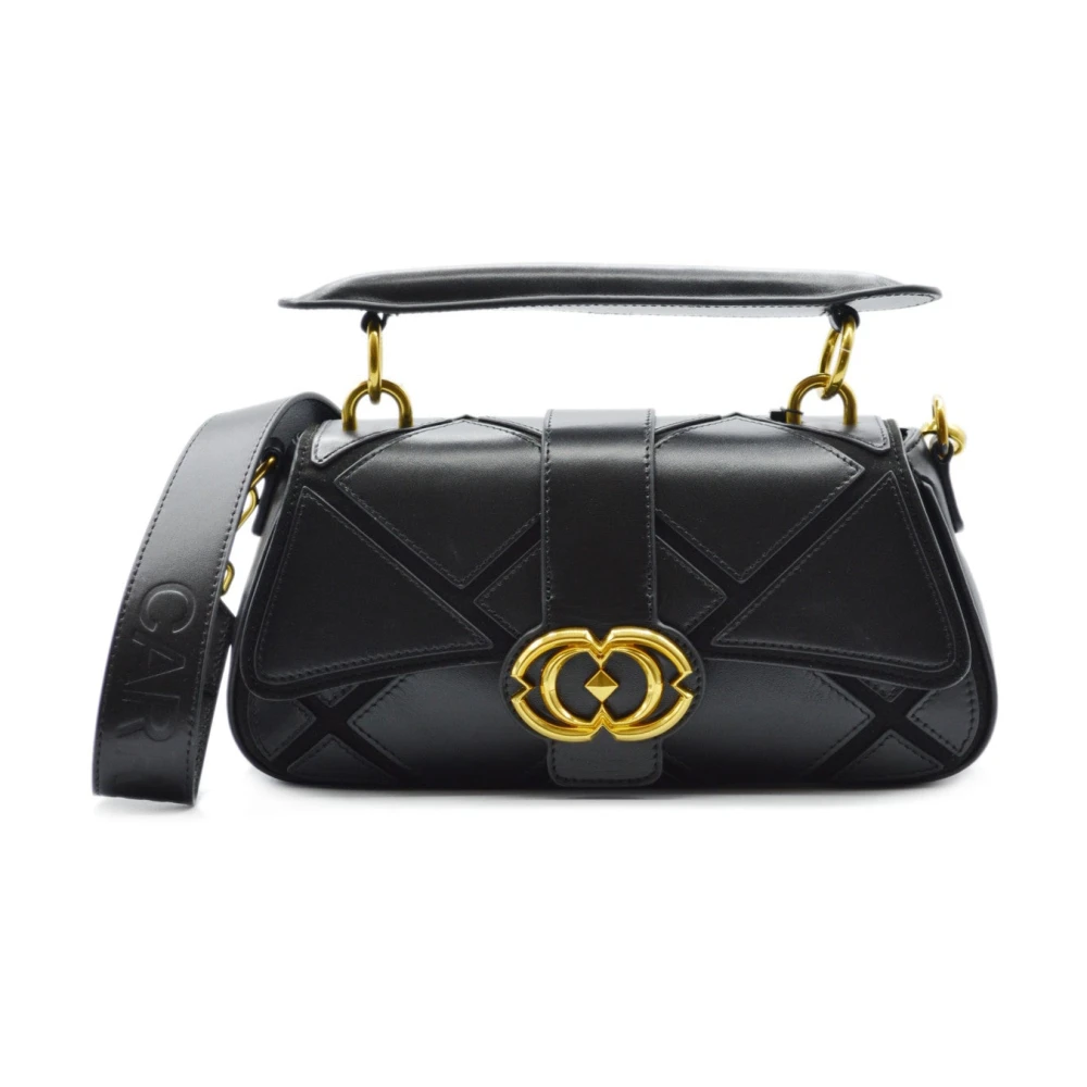La Carrie Leren Suède Handtas Geborduurd Black Dames