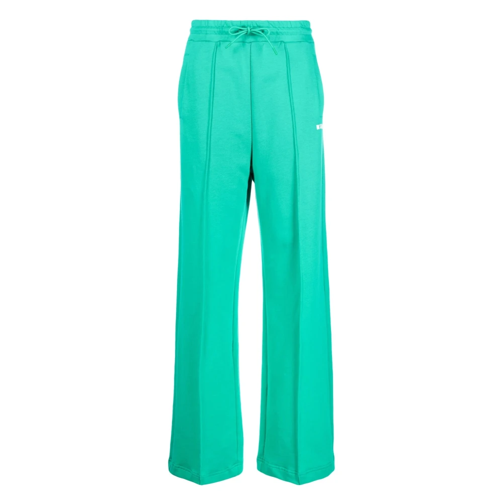 Msgm Women's Green Casual Cotton Activewear Trousers - Wide Trousers - M - Trousers
