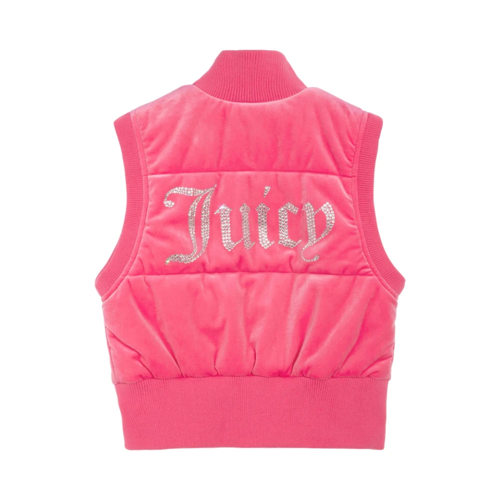 Juicy Couture Gewatteerd vest met ritssluiting en strass-logo Pink Dames