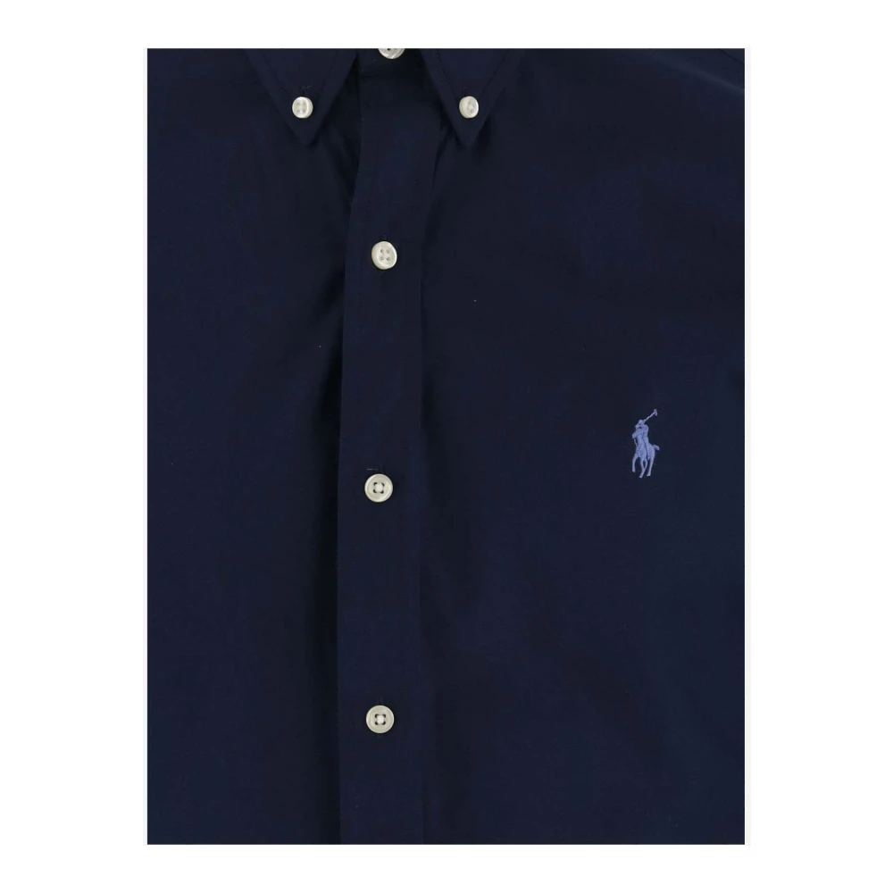 Polo Ralph Lauren Stretch Katoenen Shirt met Logo Detail Blue Heren