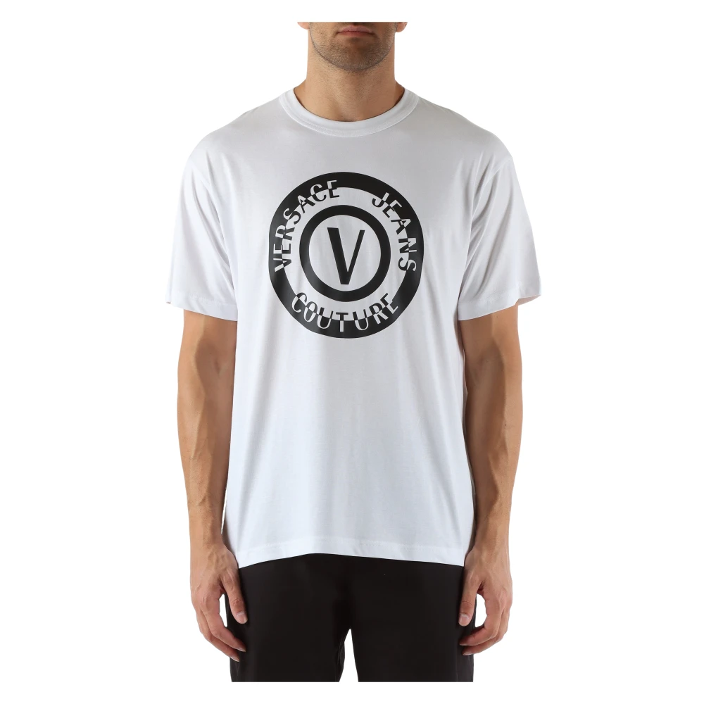 Versace Jeans Couture Regular Fit Katoenen T-shirt met Voorlogo Print White Heren