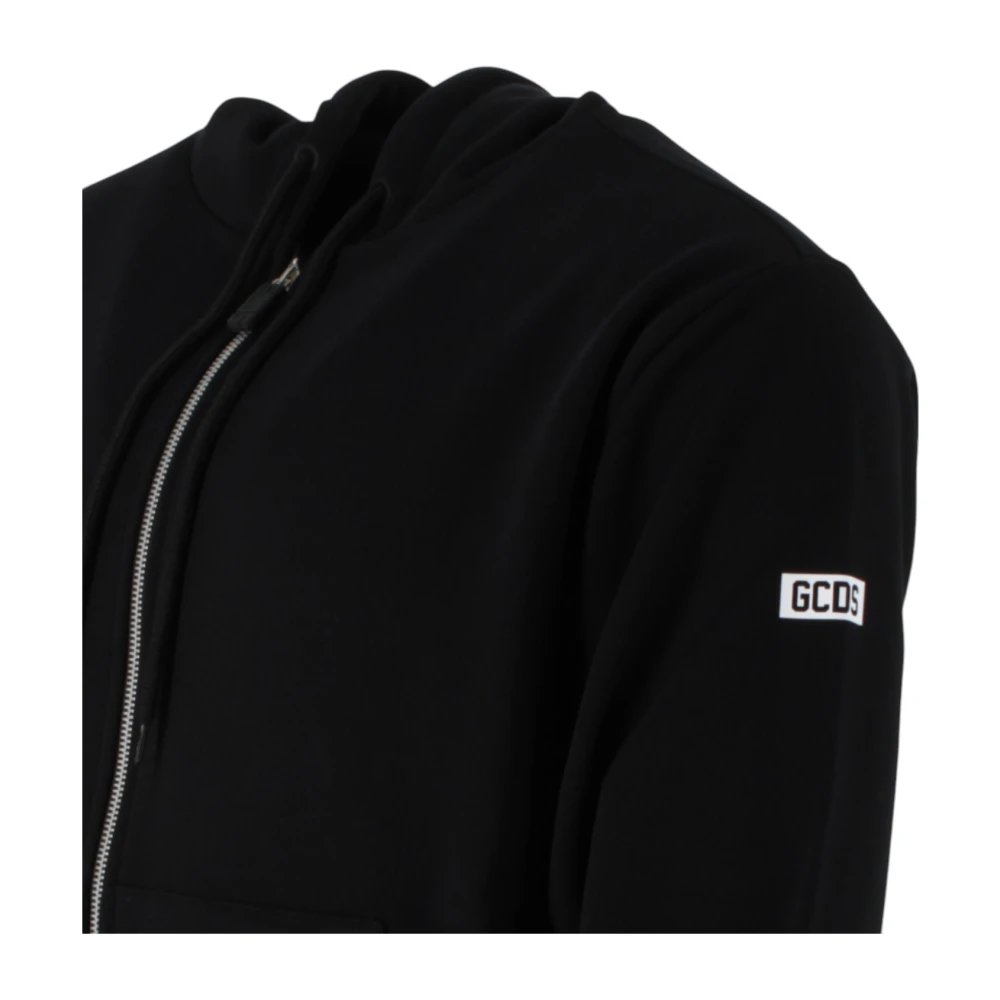 Gcds Zwarte Full Zip Hoodie Sweater Black Heren