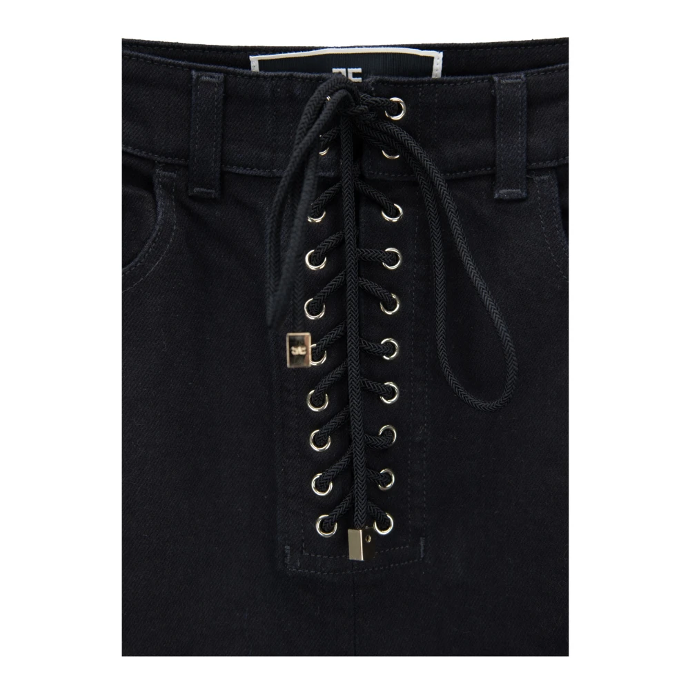 Elisabetta Franchi Gouden Metalen Detail Jeans met Veters Black Dames