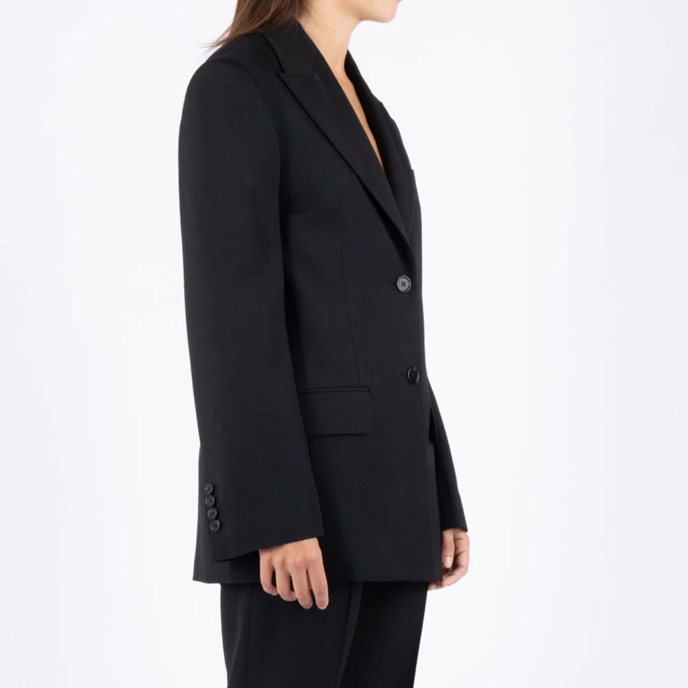 Acne Studios Zwarte Oversized Single-Breasted Jas Black Dames