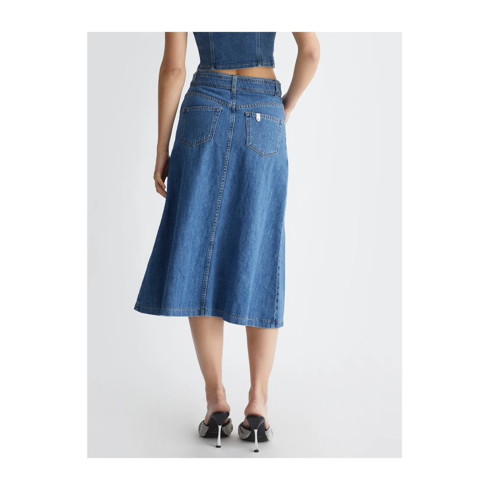 Liu Jo Denim Midi Rok met Juweelgesp Blue Dames