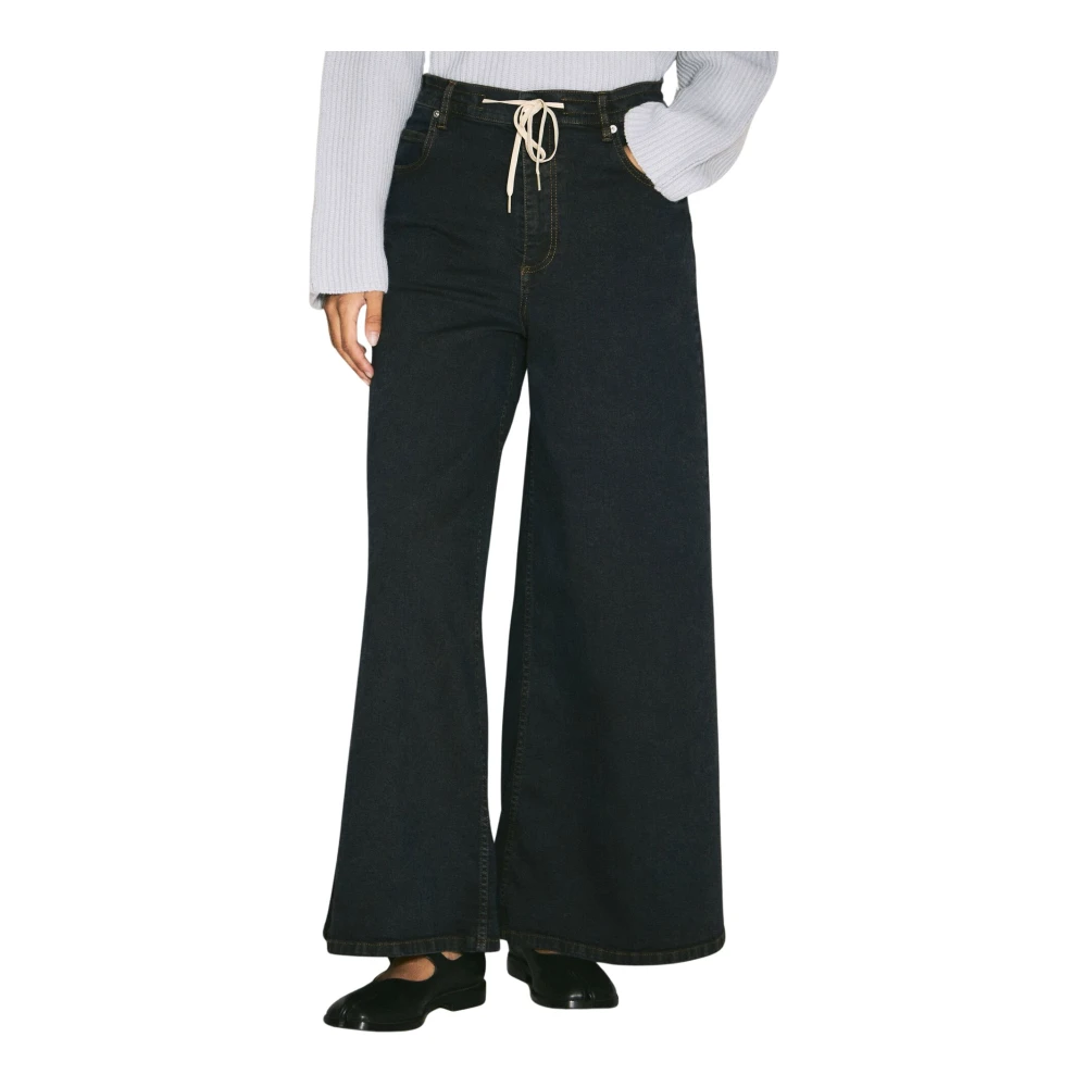 Marni Donna Nero Jeans Ampi In Denim Stretch