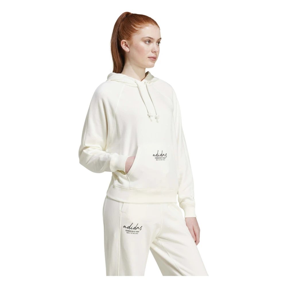 Adidas Handtekening Grafische Hoodie Beige Dames