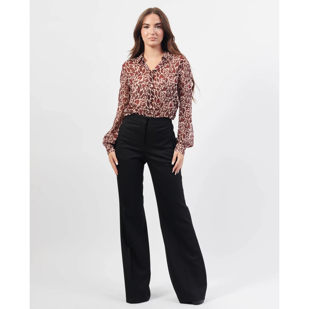 Hugo Boss Formele Straight Fit Flared Broek Zwart Black Dames