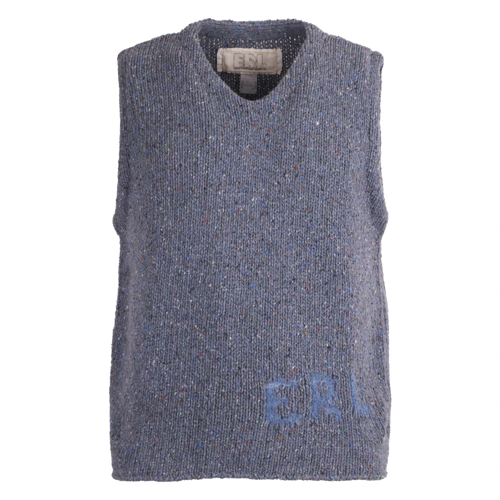 Erl Men's Gray Sleeveless Jumpers, M, Wool Knit Unisex Vest Jumper