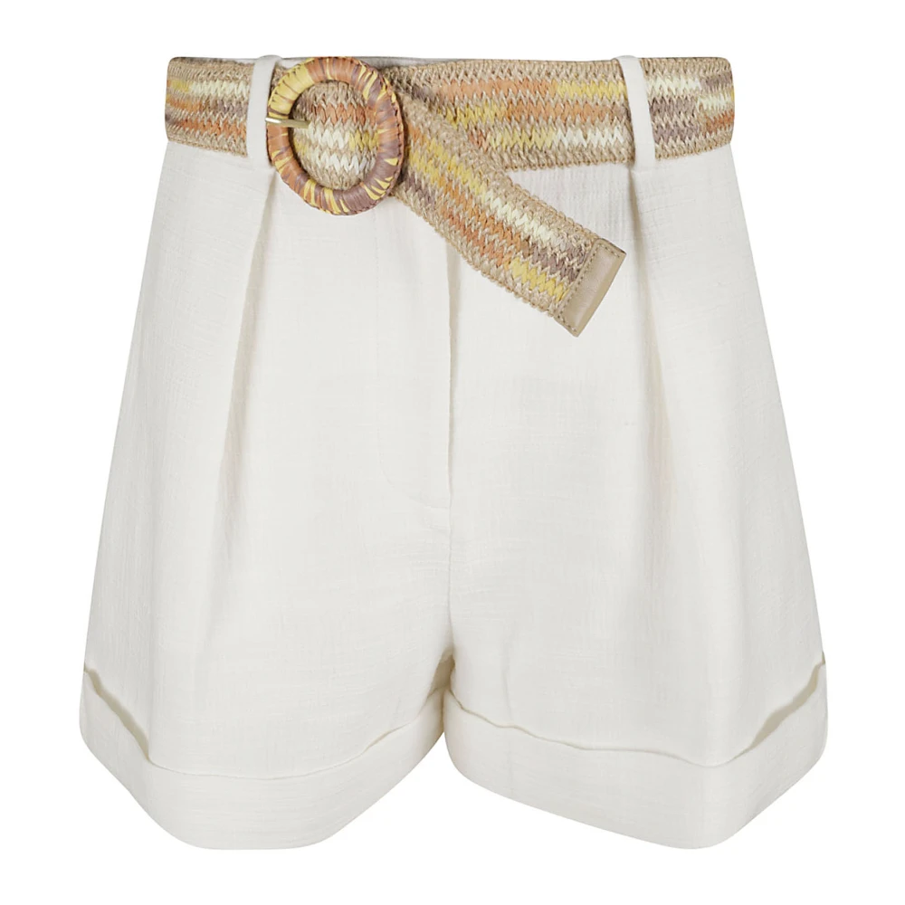 Zimmermann Witte katoenen shorts met zigzagriem White Dames