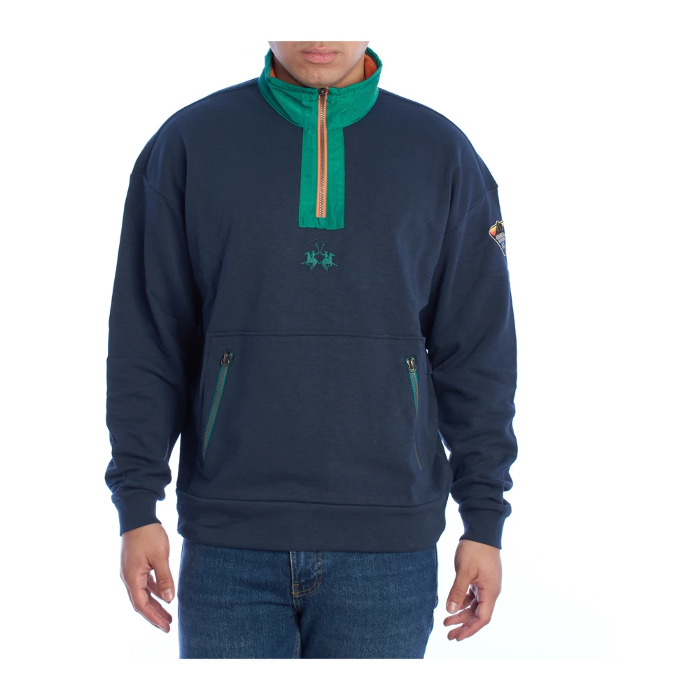 LA MARTINA Hoge hals rits sweatshirt Blue Heren