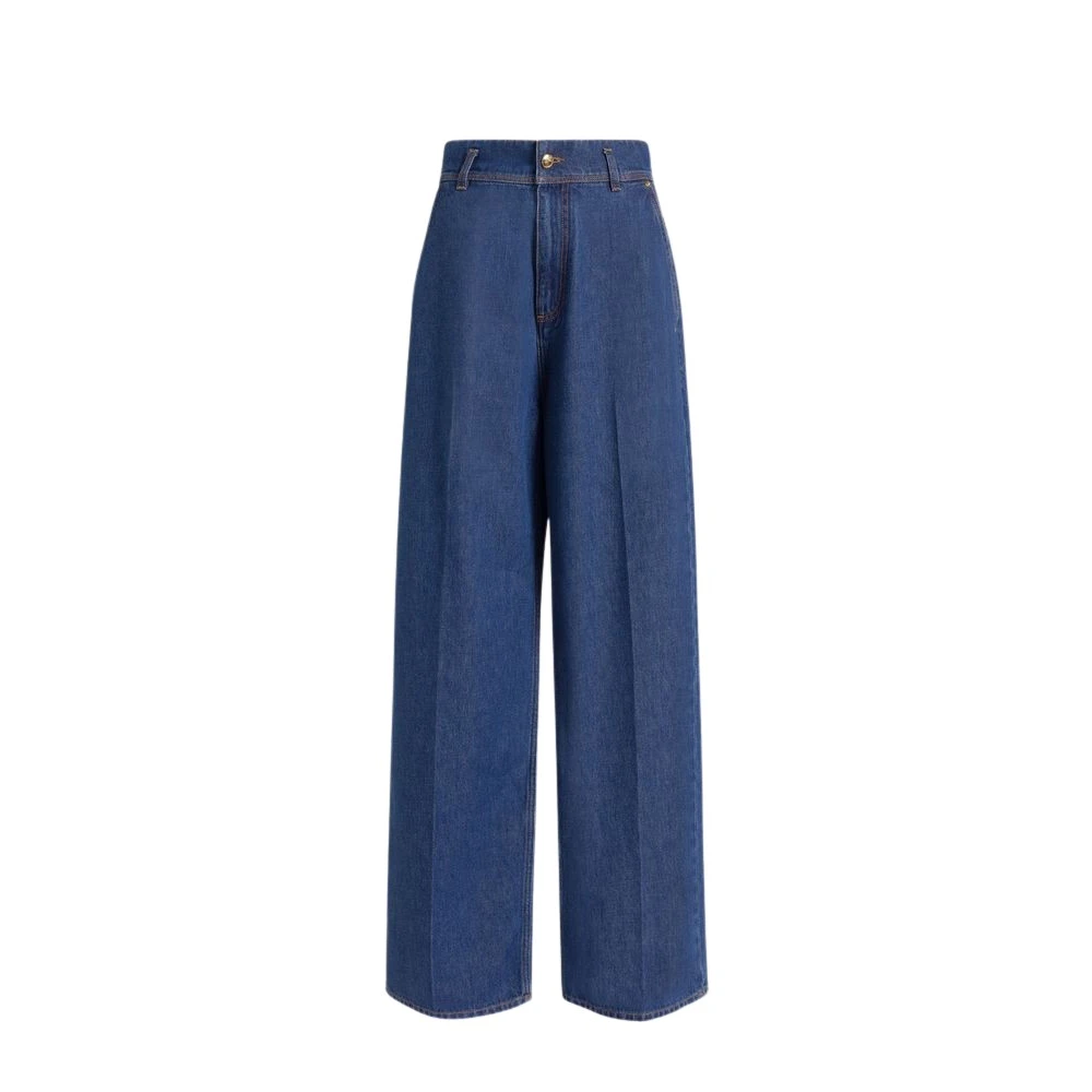 Alberta Ferretti Women's Blue Wide Jeans, M, Wide-Leg Jeans