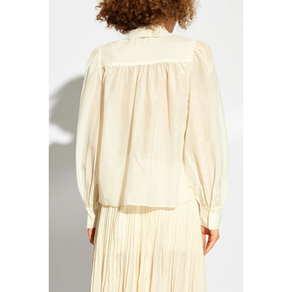 Ulla Johnson Shirt met een decoratieve kraag Beige Dames
