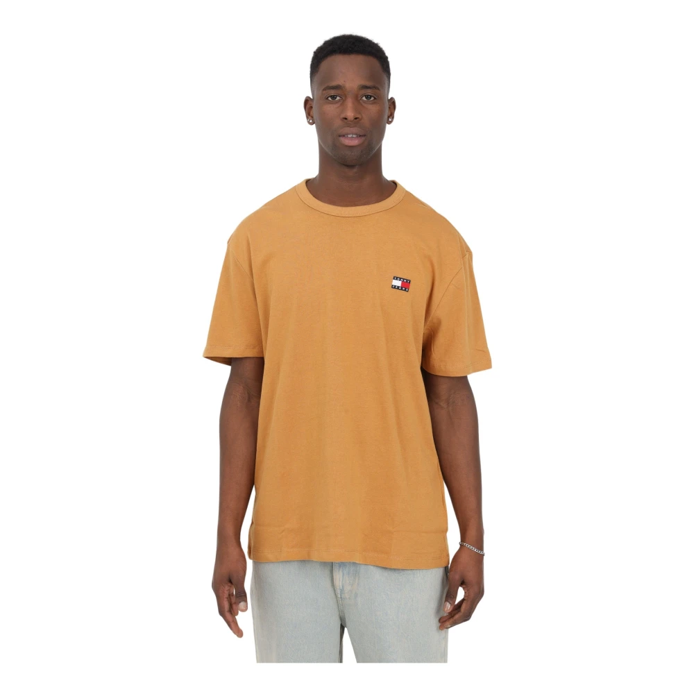 Tommy Jeans Heren Oranje Pastel Katoenen T-shirt met Geborduurd Logo Orange Heren