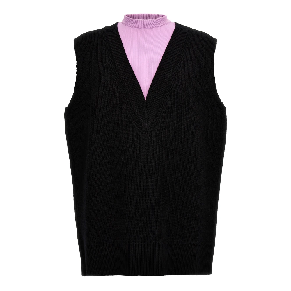 Jil Sander Men's Black Waistcoats, L, Knit Vest