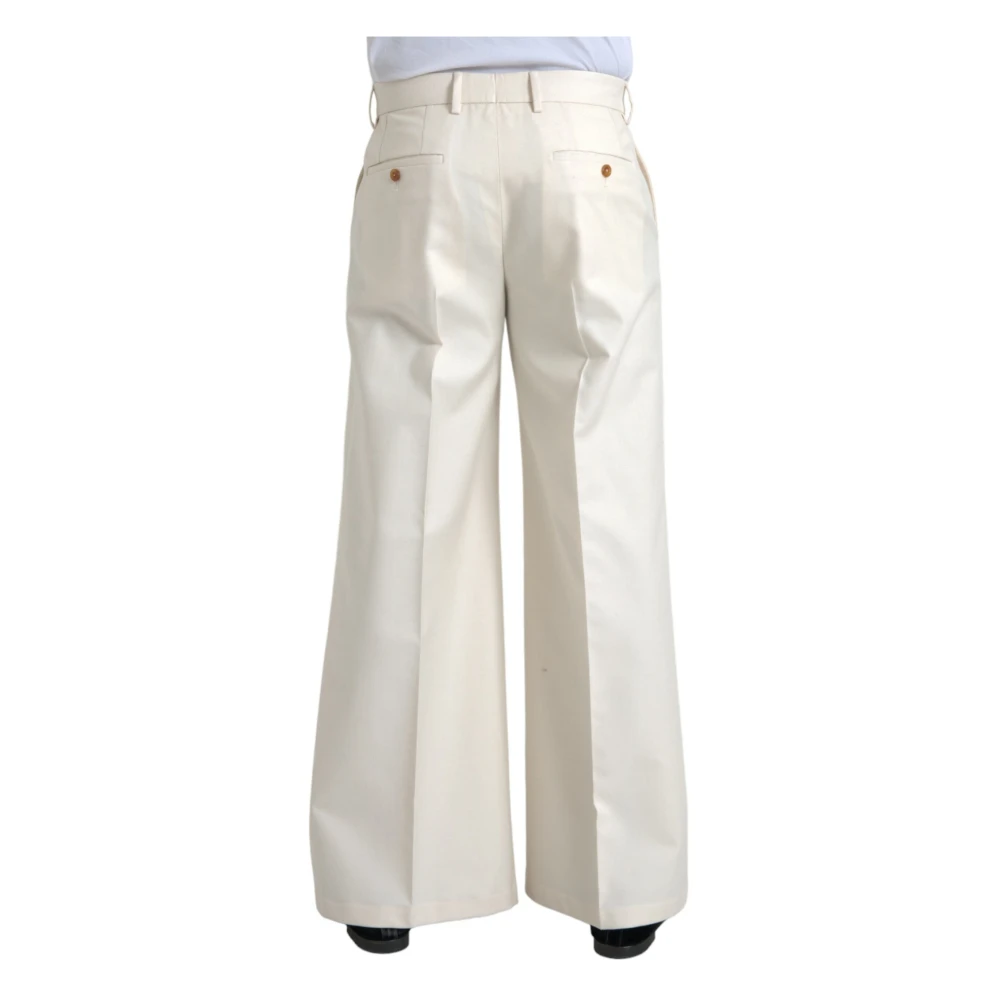 Dolce & Gabbana Off White Wol Wijde Pijp Broek White Heren