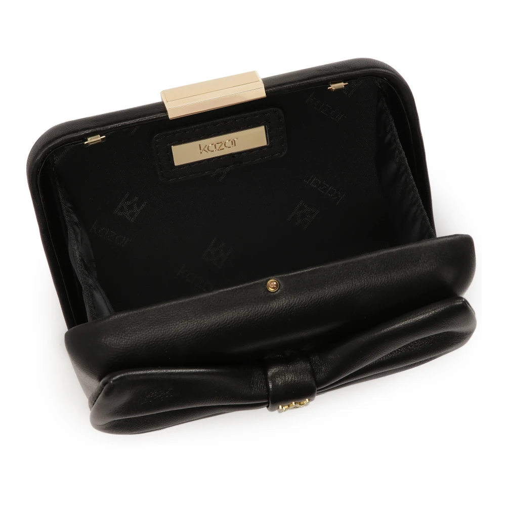 Kazar Zwarte clutch tas met een grote strik aan de voorkant Black Dames