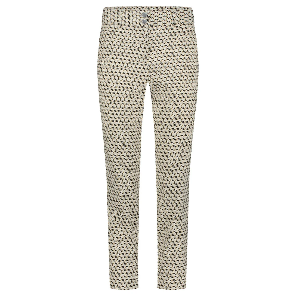 Red Button Fancy Square Broek met Print Beige