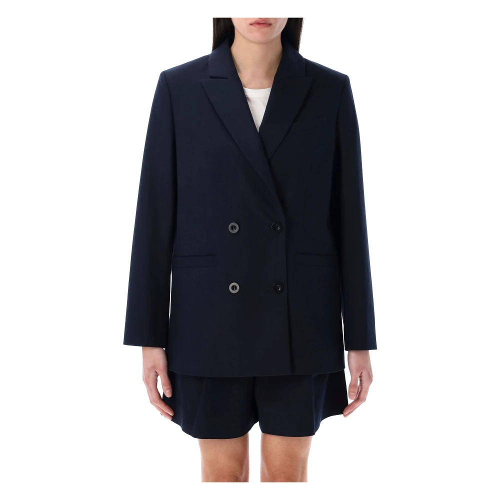 A.p.c. Navy Double-Breasted Jas Blue Dames