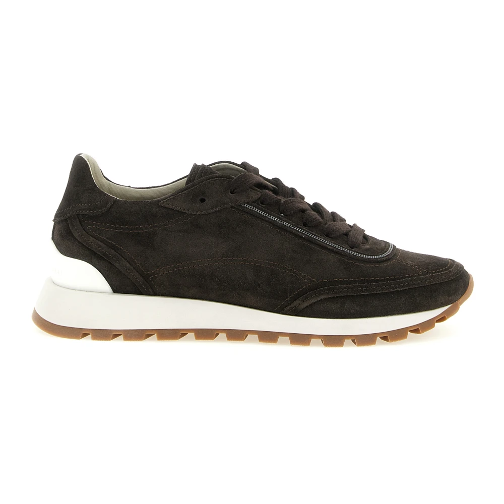 Brunello Cucinelli Monili Suède Sneakers Dames Schoenen Bruin