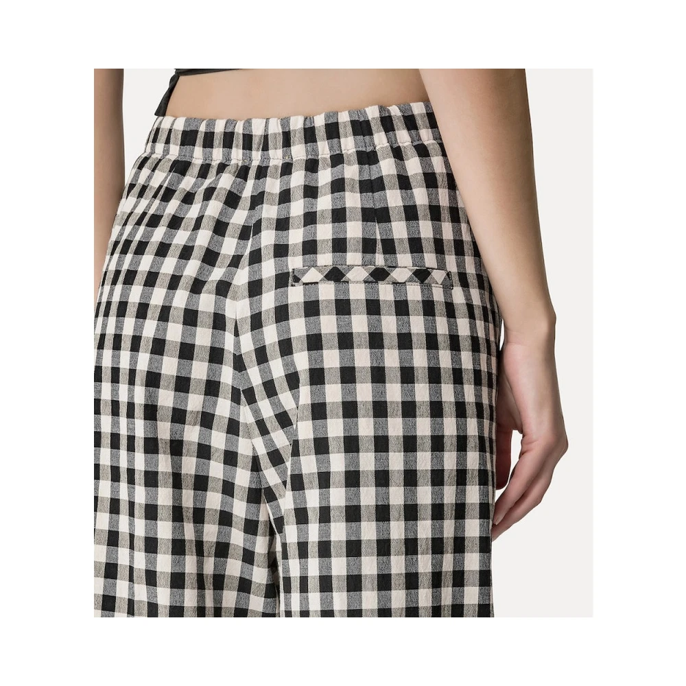 Forte Vichy Palazzo Wijde Pijpen Broek Black Dames