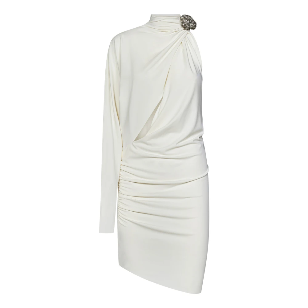 Amen Witte One-Shoulder Juweel Jurk Beige Dames