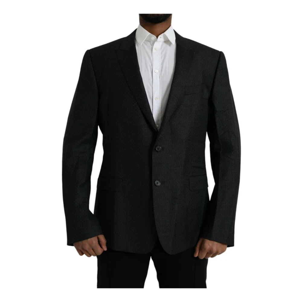 Dolce & Gabbana Men's Black Blazers, 3XL, Slim Fit Wool Coat Blazer