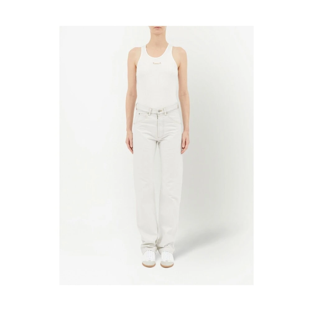 Maison Margiela Witte Denim Jeans met Hoge Taille White Dames