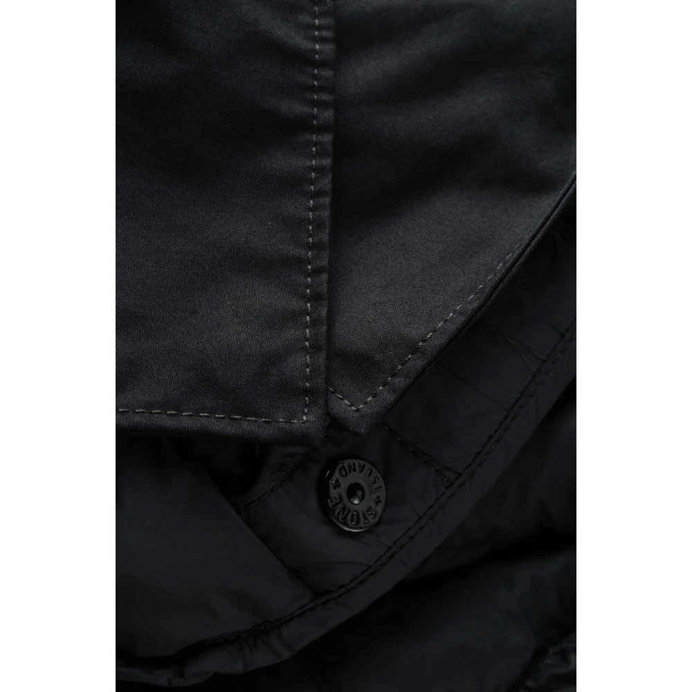 Stone Island Oversized Fit Coat Made in China Black Heren