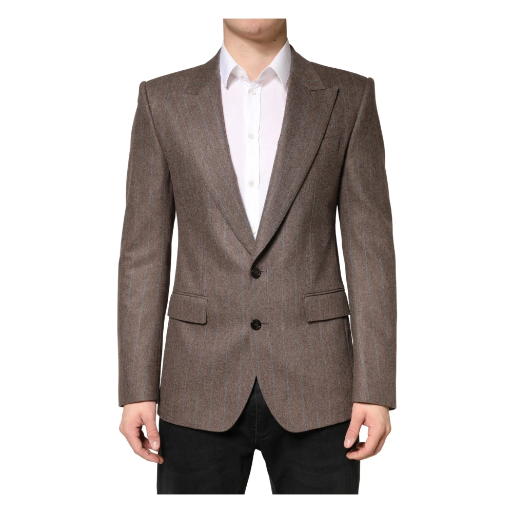 Dolce & Gabbana Men's Brown Stripes Single Breasted Blazer